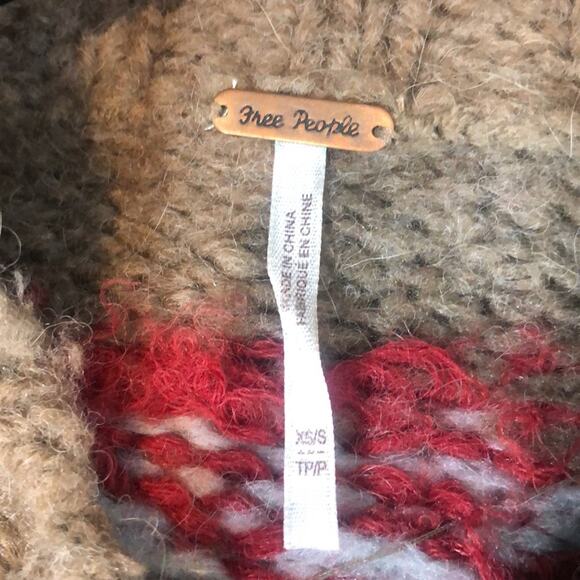 Free People Brown Fringe Oversized Poncho Sweater XS - Picture 5 of 16